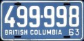 Nummernschilder / Kfz-Kennzeichen Kanada 1963 1960er British Columbia