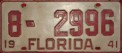 Nummernschilder / Kfz-Kennzeichen USA 1941 1940er Florida FL