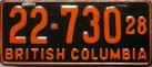 Nummernschilder / Kfz-Kennzeichen Kanada 1928 1920er British Columbia