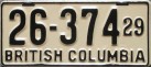 Nummernschilder / Kfz-Kennzeichen Kanada 1929 1920er British Columbia