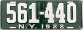Nummernschilder / Kfz-Kennzeichen USA 1922 1920er New York NY