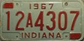 Nummernschilder / Kfz-Kennzeichen USA 1967 1960er Indiana IN