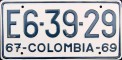 Nummernschilder / Kfz-Kennzeichen Kolumbien 1967 1960er