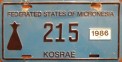 Nummernschilder / Kfz-Kennzeichen Mikronesien, Föd. Staat. 1986 1980er Kosrae