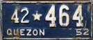 Nummernschilder / Kfz-Kennzeichen Philippinen 1952 1950er Quezon