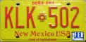 Nummernschilder / Kfz-Kennzeichen USA 1989 1980er New Mexico NM