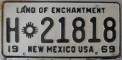 Nummernschilder / Kfz-Kennzeichen USA 1969 1960er New Mexico NM