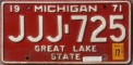 Nummernschilder / Kfz-Kennzeichen USA 1971 1970er Michigan MI