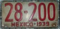Nummernschilder / Kfz-Kennzeichen Mexiko 1939 1930er