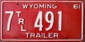Nummernschilder / Kfz-Kennzeichen USA 1961 1960er Wyoming WY