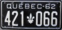 Nummernschilder / Kfz-Kennzeichen Kanada 1962 1960er Quebec