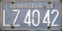 Nummernschilder / Kfz-Kennzeichen Venezuela 1959 1950er