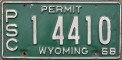 Nummernschilder / Kfz-Kennzeichen USA 1968 1960er Wyoming WY