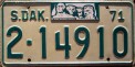 Nummernschilder / Kfz-Kennzeichen USA 1971 1970er South Dakota SD