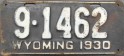 Nummernschilder / Kfz-Kennzeichen USA 1930 1930er Wyoming WY