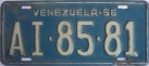 Nummernschilder / Kfz-Kennzeichen Venezuela 1956 1950er