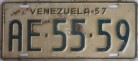 Nummernschilder / Kfz-Kennzeichen Venezuela 1957 1950er