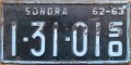 Nummernschilder / Kfz-Kennzeichen Mexiko 1962 1960er Sonora