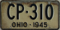 Nummernschilder / Kfz-Kennzeichen USA 1945 1940er Ohio OH