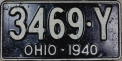 Nummernschilder / Kfz-Kennzeichen USA 1940 1940er Ohio OH