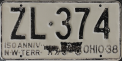 Nummernschilder / Kfz-Kennzeichen USA 1938 1930er Ohio OH