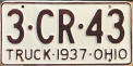 Nummernschilder / Kfz-Kennzeichen USA 1937 1930er Ohio OH