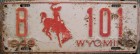 Nummernschilder / Kfz-Kennzeichen USA 1949 1940er Wyoming WY