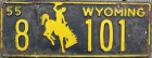 Nummernschilder / Kfz-Kennzeichen USA 1955 1950er Wyoming WY