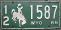 Nummernschilder / Kfz-Kennzeichen USA 1966 1960er Wyoming WY