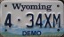 Nummernschilder / Kfz-Kennzeichen USA 1992 1990er Wyoming WY